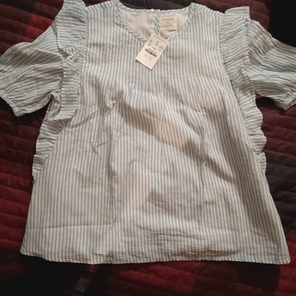 Girls' puff-sleeve ruffle top